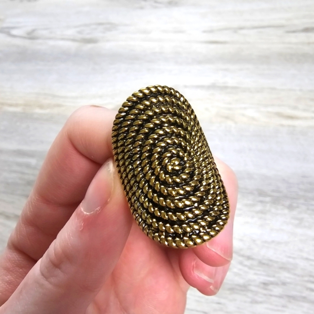 Antique-Bronze Bohemian Coil Rope Ring